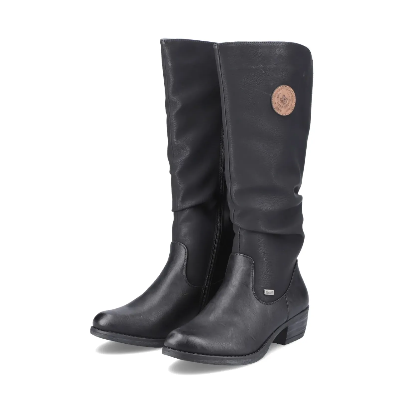 Best Rieker Damskie Buty Z Wysoka Cholewka W Kolorze Glebokiej Czerni