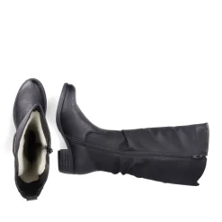 Best Rieker Damskie Buty Z Wysoka Cholewka W Kolorze Glebokiej Czerni