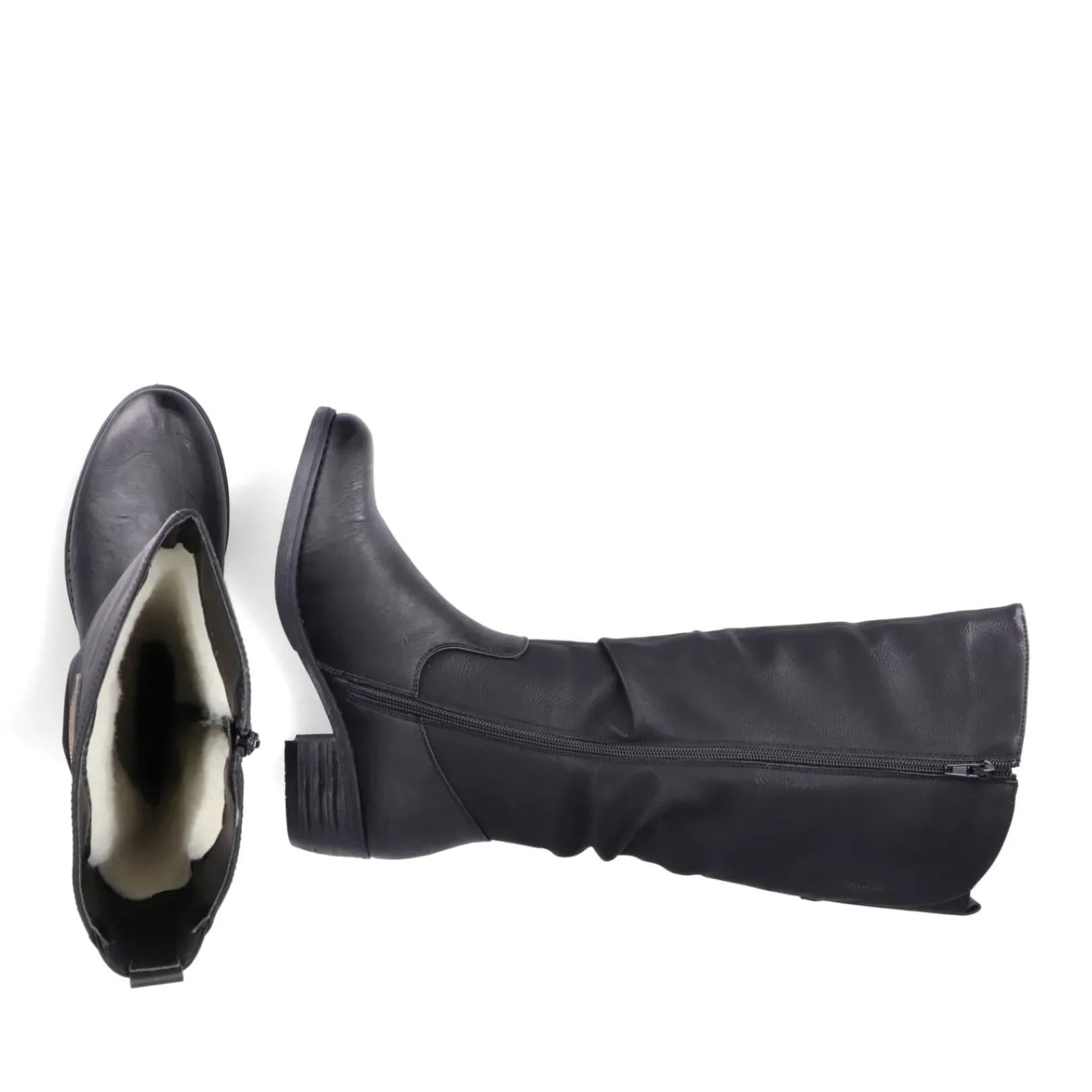 Best Rieker Damskie Buty Z Wysoka Cholewka W Kolorze Glebokiej Czerni