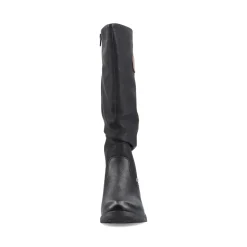 Best Rieker Damskie Buty Z Wysoka Cholewka W Kolorze Glebokiej Czerni
