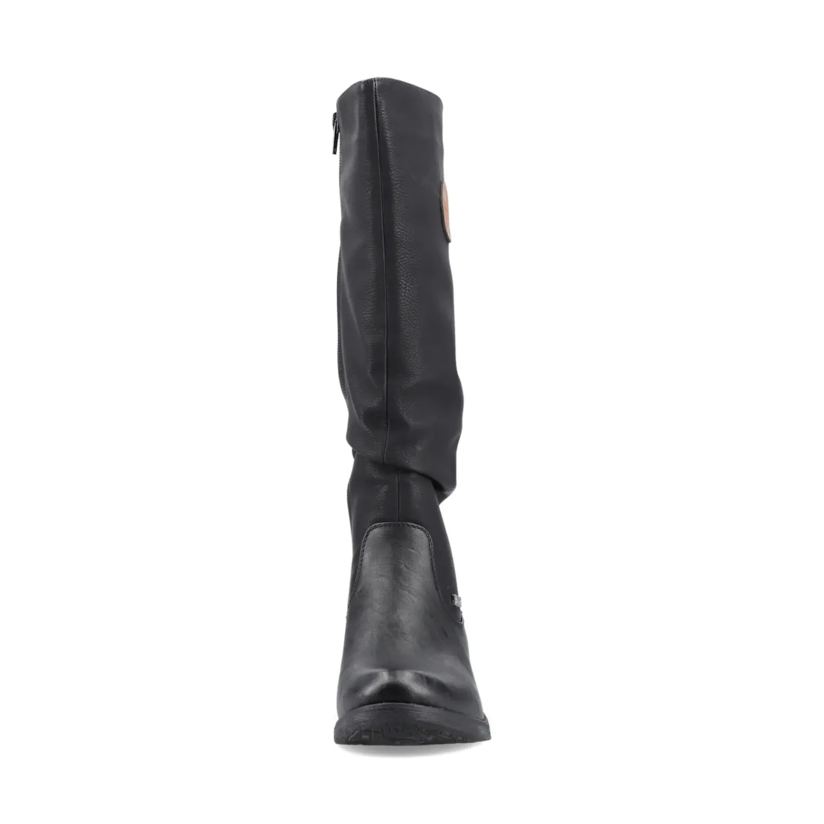 Best Rieker Damskie Buty Z Wysoka Cholewka W Kolorze Glebokiej Czerni