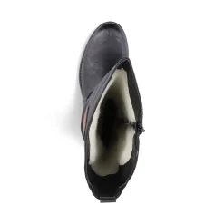 Best Rieker Damskie Buty Z Wysoka Cholewka W Kolorze Glebokiej Czerni