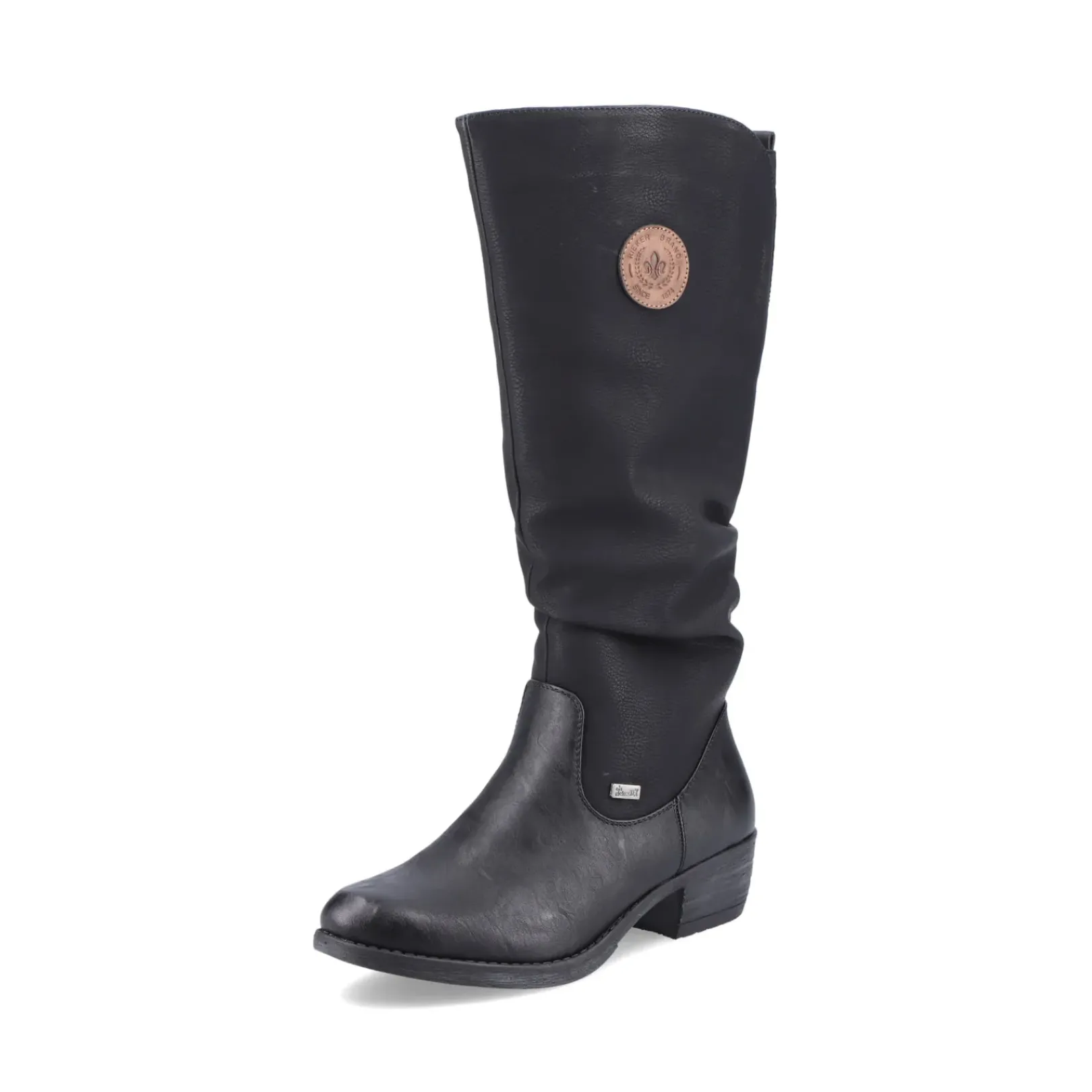 Best Rieker Damskie Buty Z Wysoka Cholewka W Kolorze Glebokiej Czerni
