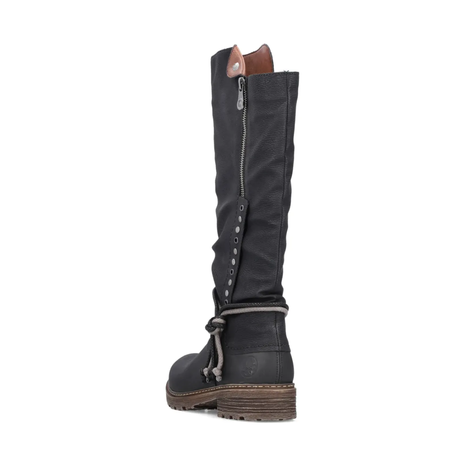 Best Rieker Damskie Buty Z Wysoka Cholewka W Kolorze Glebokiej Czerni