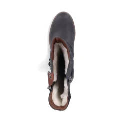 Best Rieker Damskie Buty Z Wysoka Cholewka W Kolorze Glebokiej Czerni