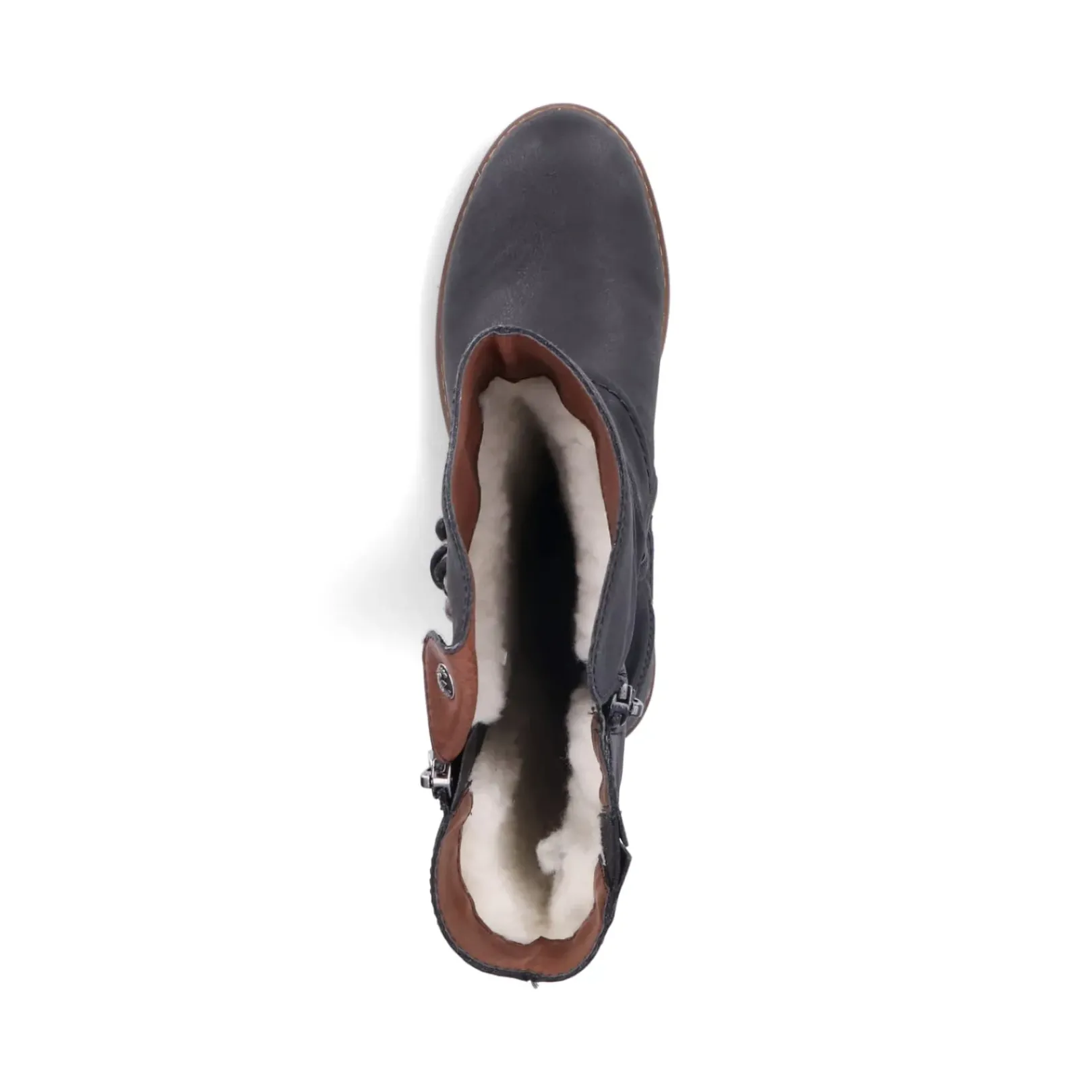 Best Rieker Damskie Buty Z Wysoka Cholewka W Kolorze Glebokiej Czerni