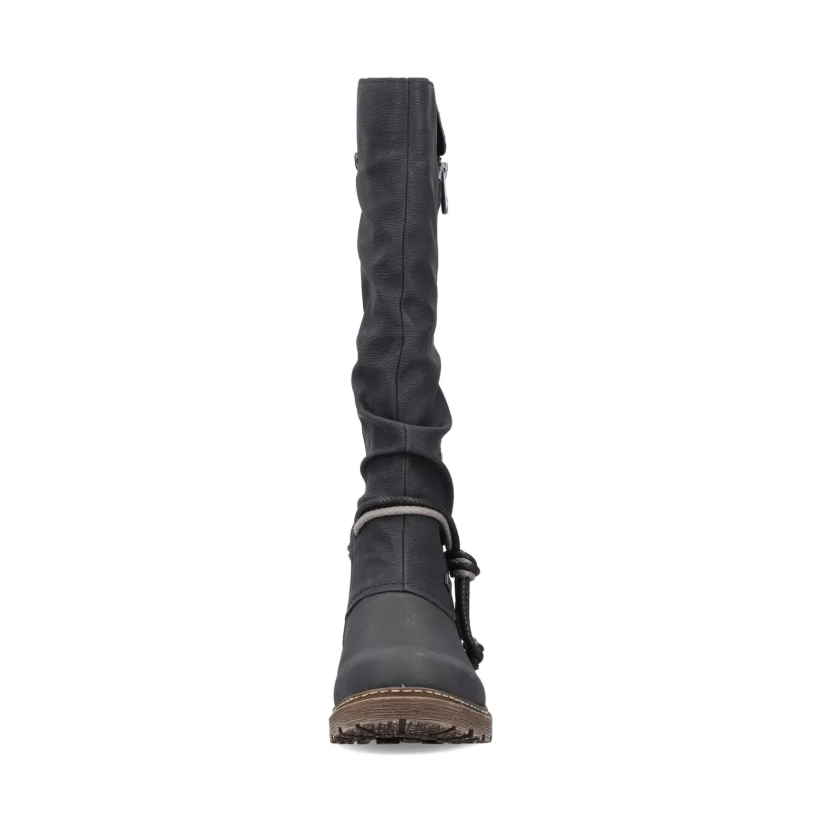 Best Rieker Damskie Buty Z Wysoka Cholewka W Kolorze Glebokiej Czerni
