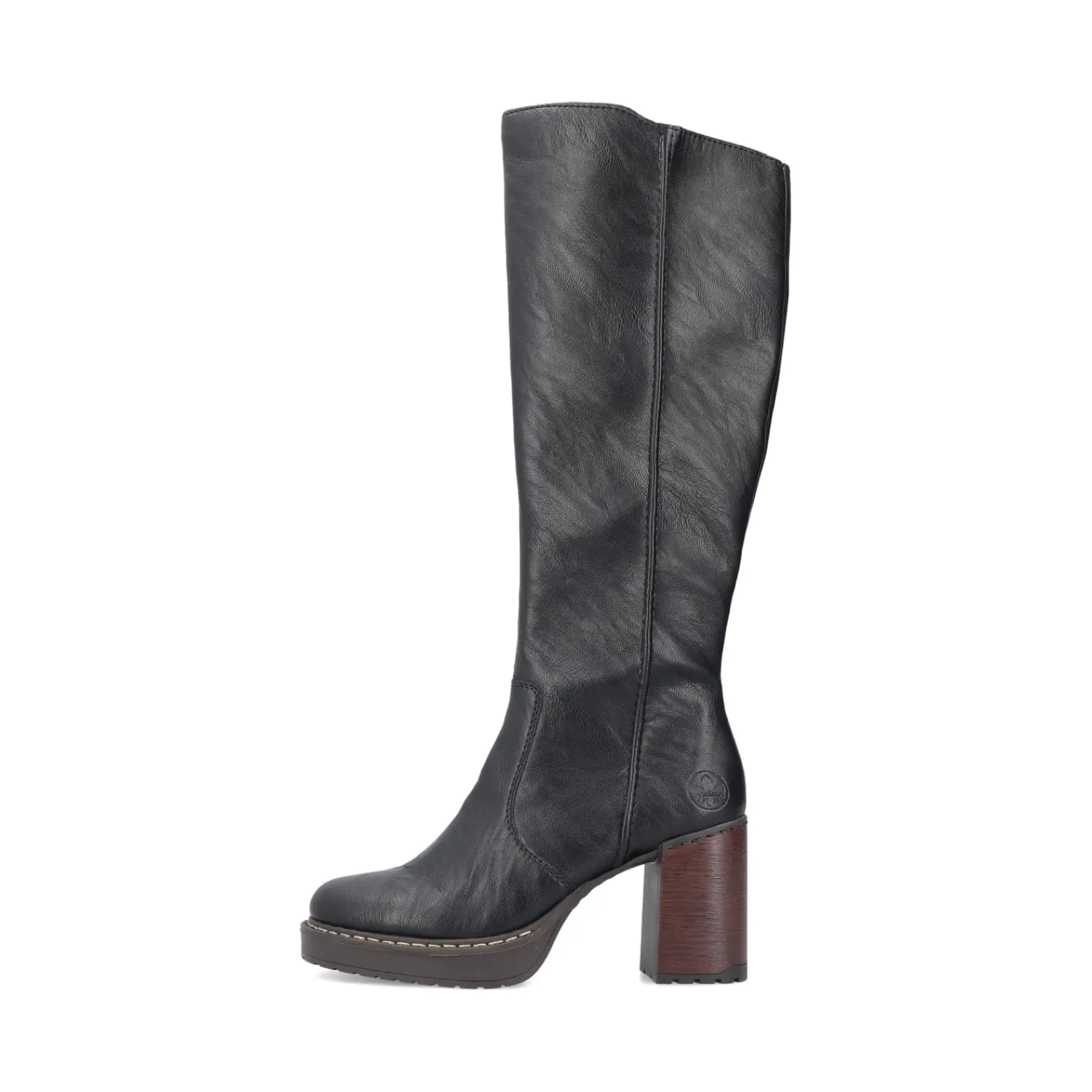 Best Rieker Damskie Buty Z Wysoka Cholewka W Kolorze Glebokiej Czerni