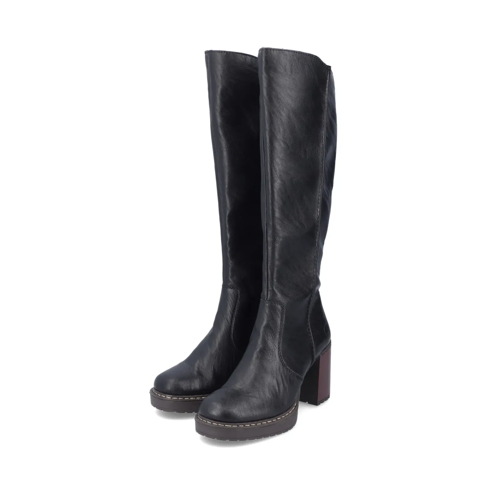 Best Rieker Damskie Buty Z Wysoka Cholewka W Kolorze Glebokiej Czerni