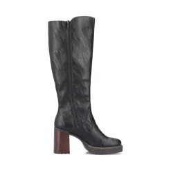 Best Rieker Damskie Buty Z Wysoka Cholewka W Kolorze Glebokiej Czerni