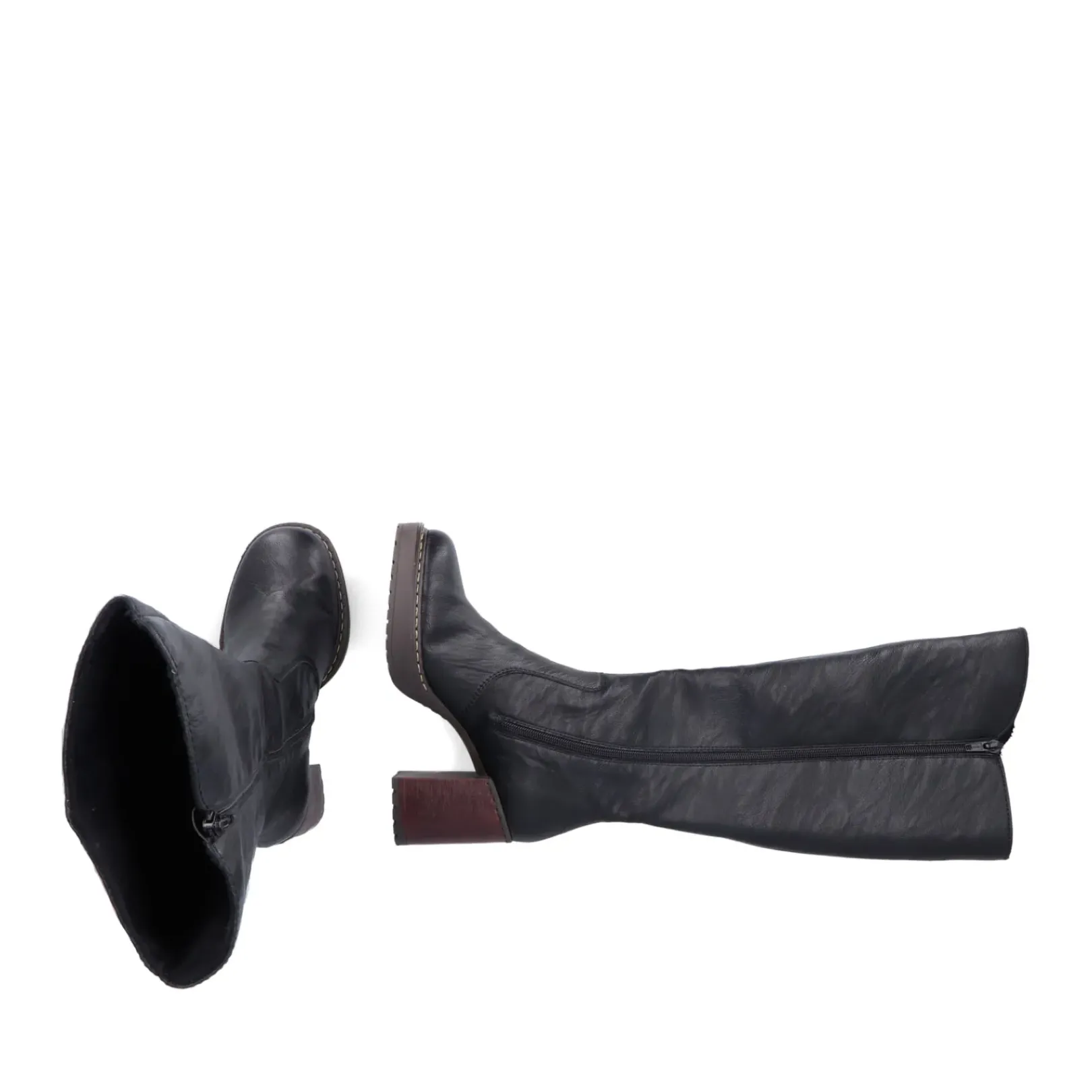Best Rieker Damskie Buty Z Wysoka Cholewka W Kolorze Glebokiej Czerni