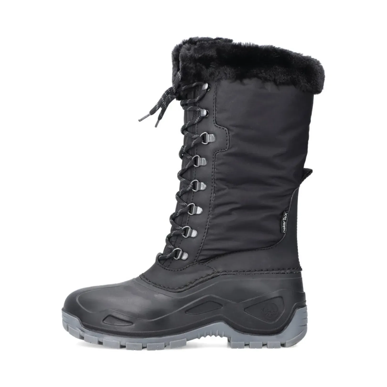 Sale Rieker Damskie Buty Z Wysoka Cholewka W Kolorze Glebokiej Czerni