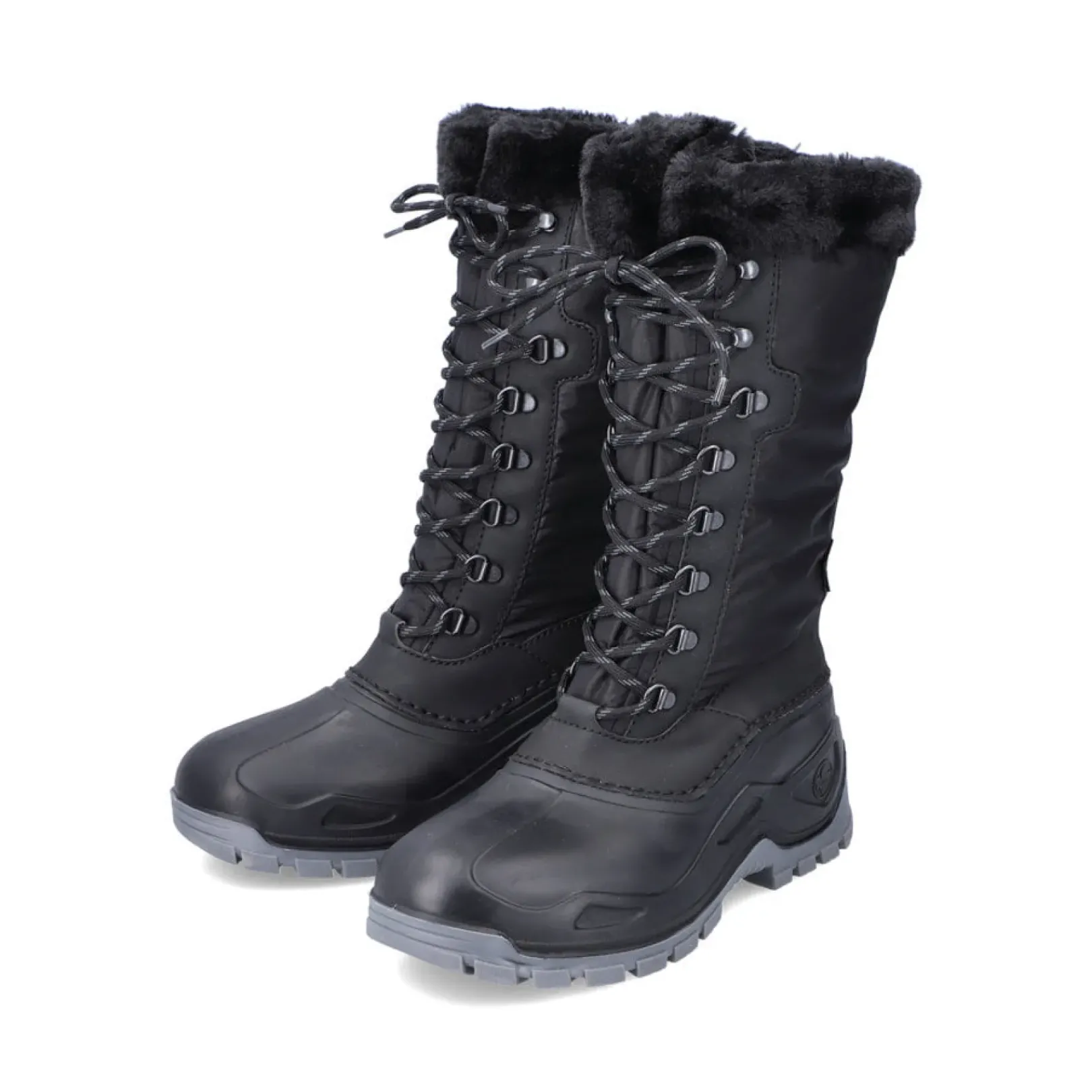 Sale Rieker Damskie Buty Z Wysoka Cholewka W Kolorze Glebokiej Czerni