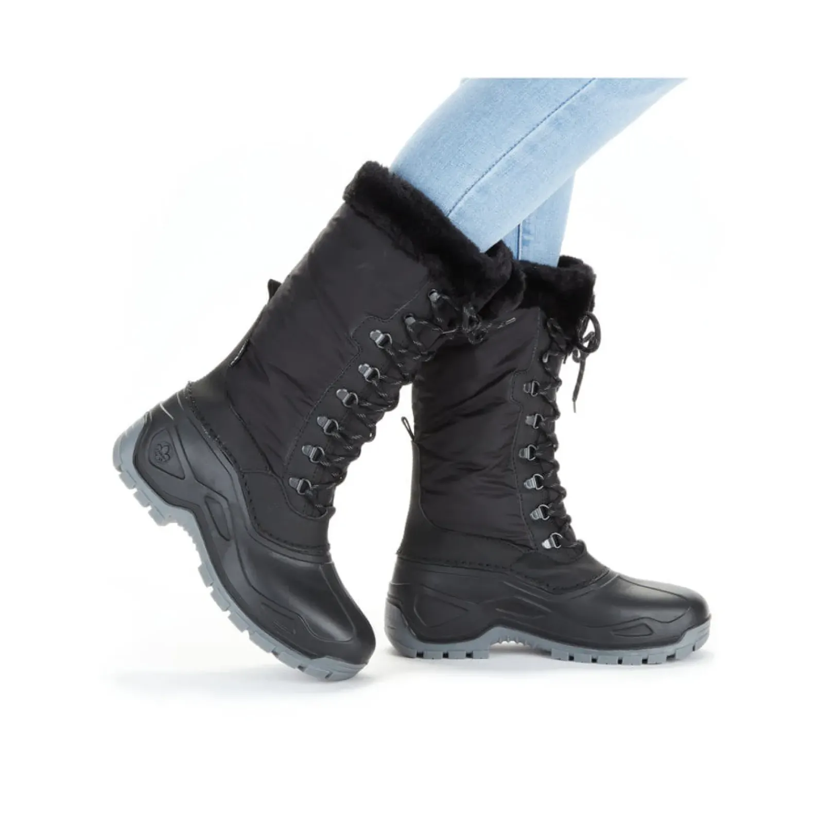 Sale Rieker Damskie Buty Z Wysoka Cholewka W Kolorze Glebokiej Czerni