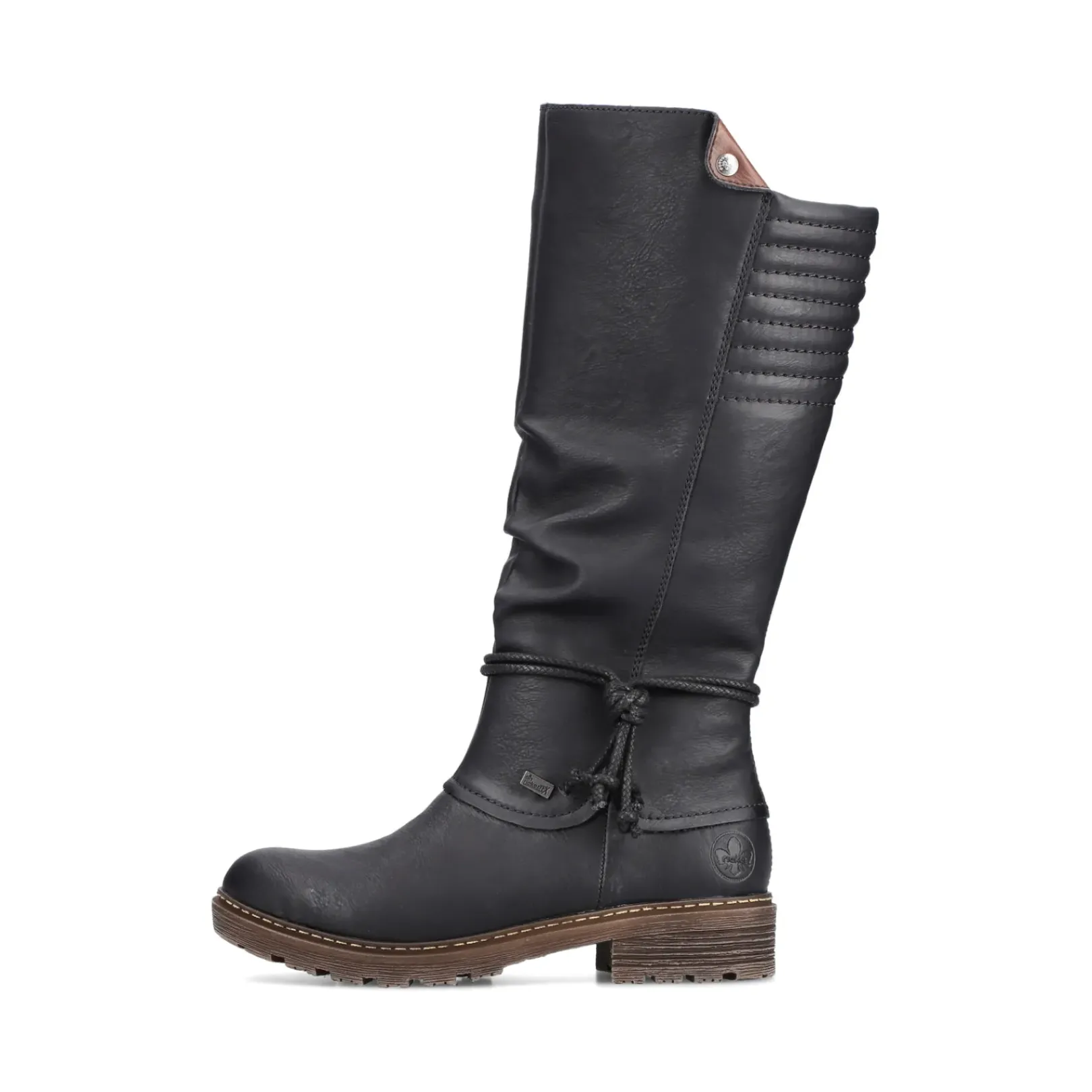 Clearance Rieker Damskie Buty Z Wysoka Cholewka W Kolorze Glebokiej Czerni