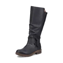Clearance Rieker Damskie Buty Z Wysoka Cholewka W Kolorze Glebokiej Czerni