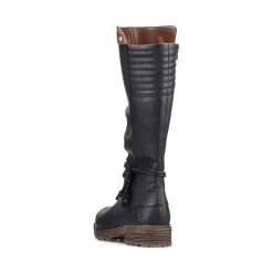 Clearance Rieker Damskie Buty Z Wysoka Cholewka W Kolorze Glebokiej Czerni