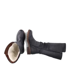 Clearance Rieker Damskie Buty Z Wysoka Cholewka W Kolorze Glebokiej Czerni