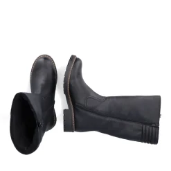 Discount Rieker Damskie Buty Z Wysoka Cholewka W Kolorze Glebokiej Czerni