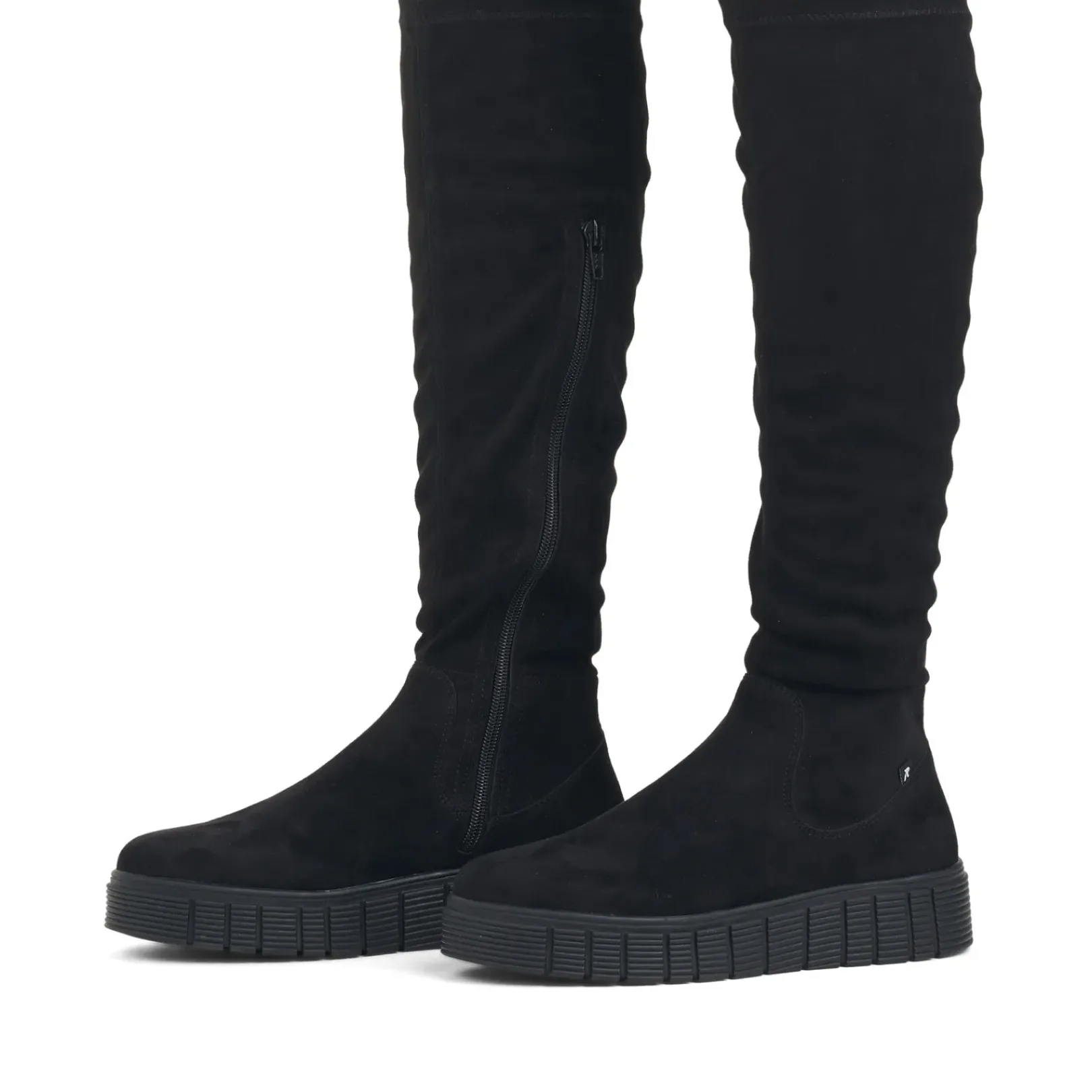 Outlet Rieker Damskie Buty Z Wysoka Cholewka W Kolorze Glebokiej Czerni