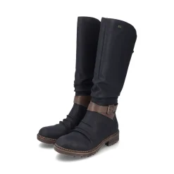 Fashion Rieker Damskie Buty Z Wysoka Cholewka W Kolorze Glebokiej Czerni