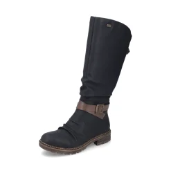 Fashion Rieker Damskie Buty Z Wysoka Cholewka W Kolorze Glebokiej Czerni