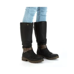 Fashion Rieker Damskie Buty Z Wysoka Cholewka W Kolorze Glebokiej Czerni