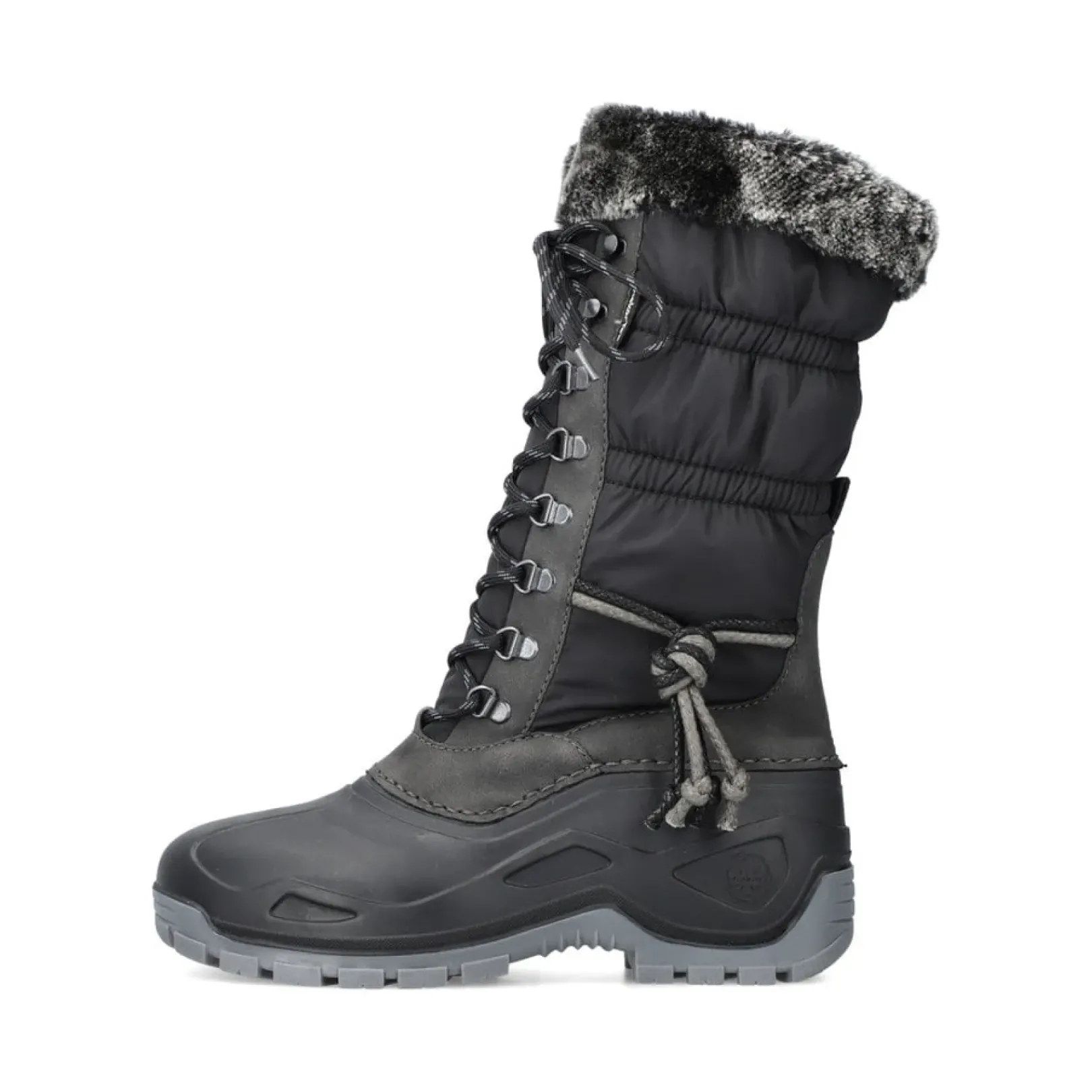 Clearance Rieker Damskie Buty Z Wysoka Cholewka W Kolorze Glebokiej Czerni
