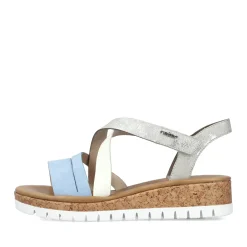 Clearance Rieker Damskie Sandaly Na Koturnie W Kolorze Pastelowego Blekitu