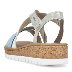 Clearance Rieker Damskie Sandaly Na Koturnie W Kolorze Pastelowego Blekitu