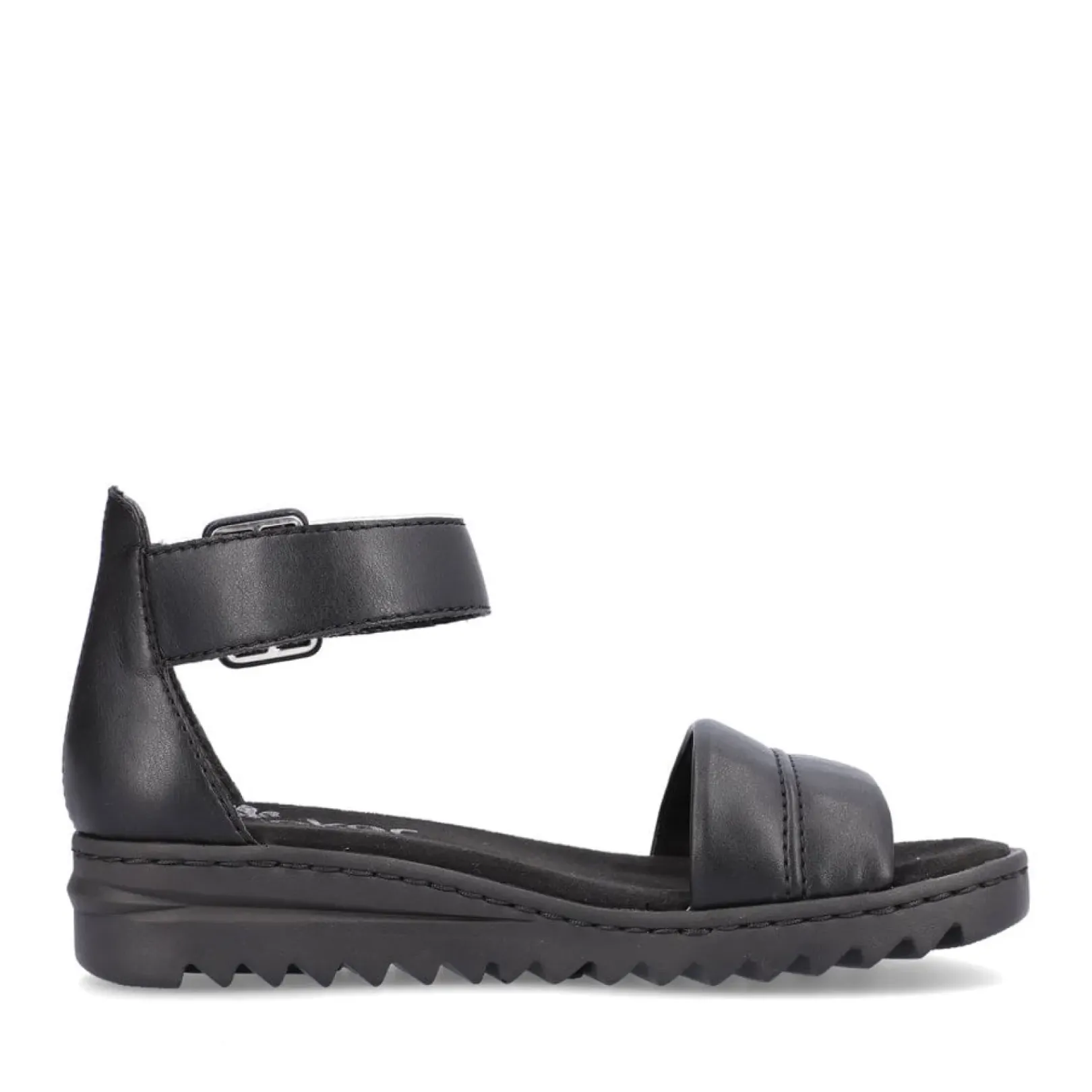 Fashion Rieker Damskie Sandaly Na Koturnie , Asfaltowo-Czarne