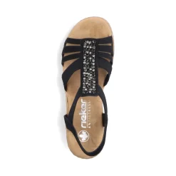 Discount Rieker Damskie Sandaly Na Koturnie , Czarne