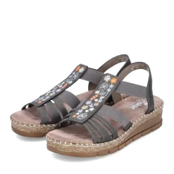 Online Rieker Damskie Sandaly Na Koturnie W Kolorze Asfaltowo-Szarym