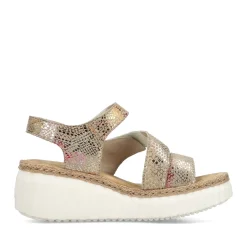 New Rieker Damskie Sandaly Na Koturnie W Kolorze Multi-Braz, Metalik