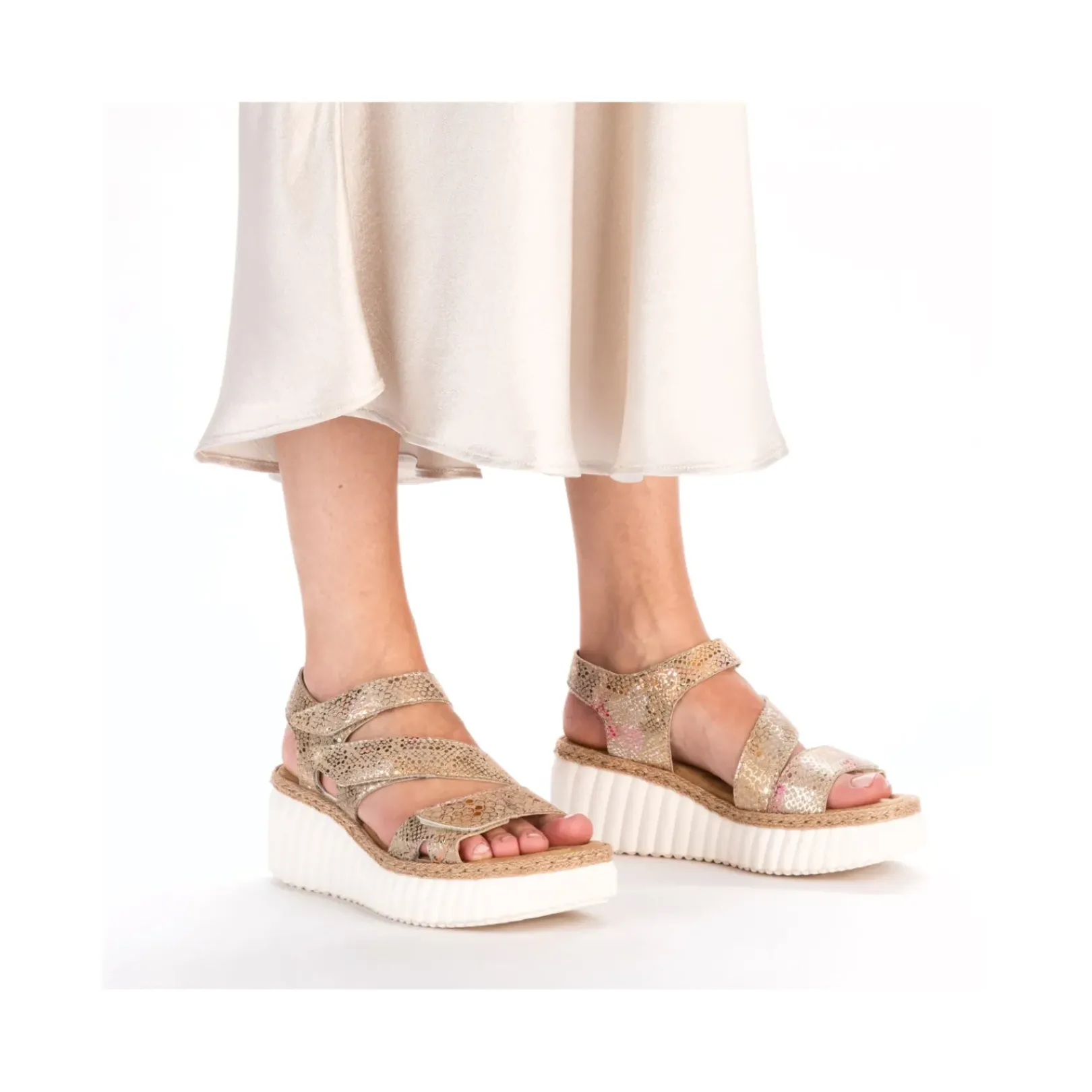 New Rieker Damskie Sandaly Na Koturnie W Kolorze Multi-Braz, Metalik