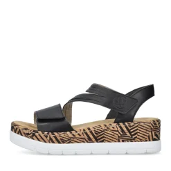 Clearance Rieker Damskie Sandaly Na Koturnie , Czarne