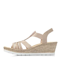 Clearance Rieker Damskie Sandaly Na Koturnie W Kolorze Starego Rozu