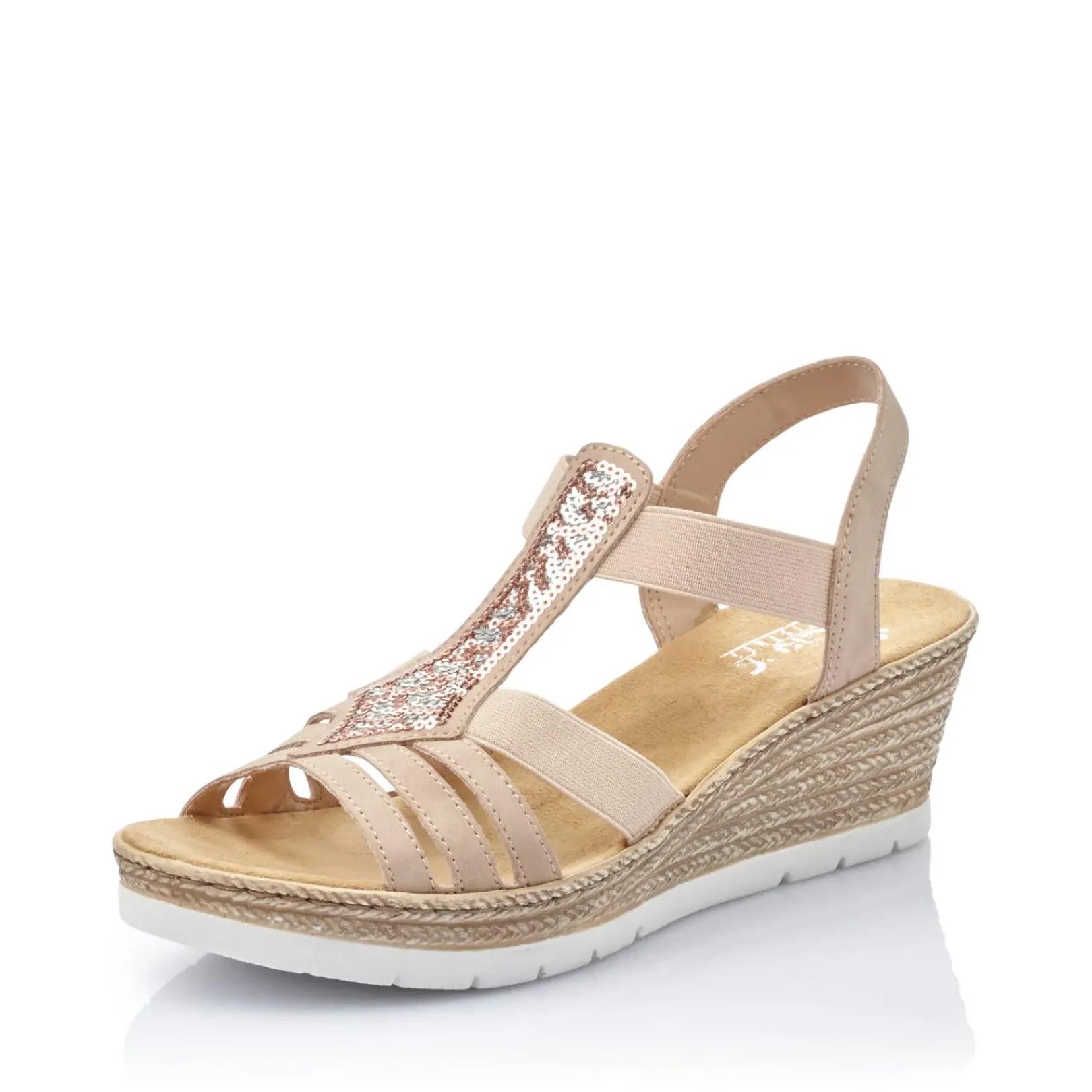 Clearance Rieker Damskie Sandaly Na Koturnie W Kolorze Starego Rozu