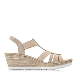 Clearance Rieker Damskie Sandaly Na Koturnie W Kolorze Starego Rozu