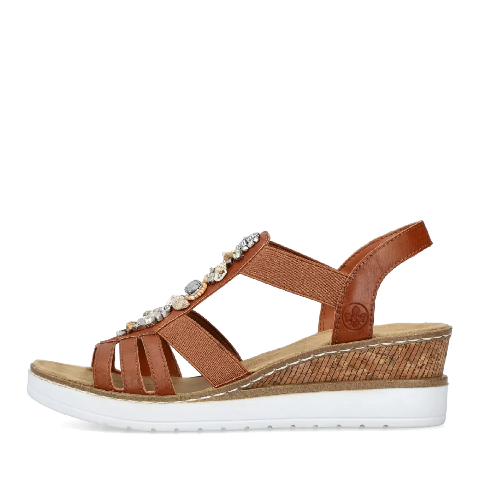 Clearance Rieker Damskie Sandaly Na Koturnie W Kolorze Karmelowo-Brazowo-Bialym