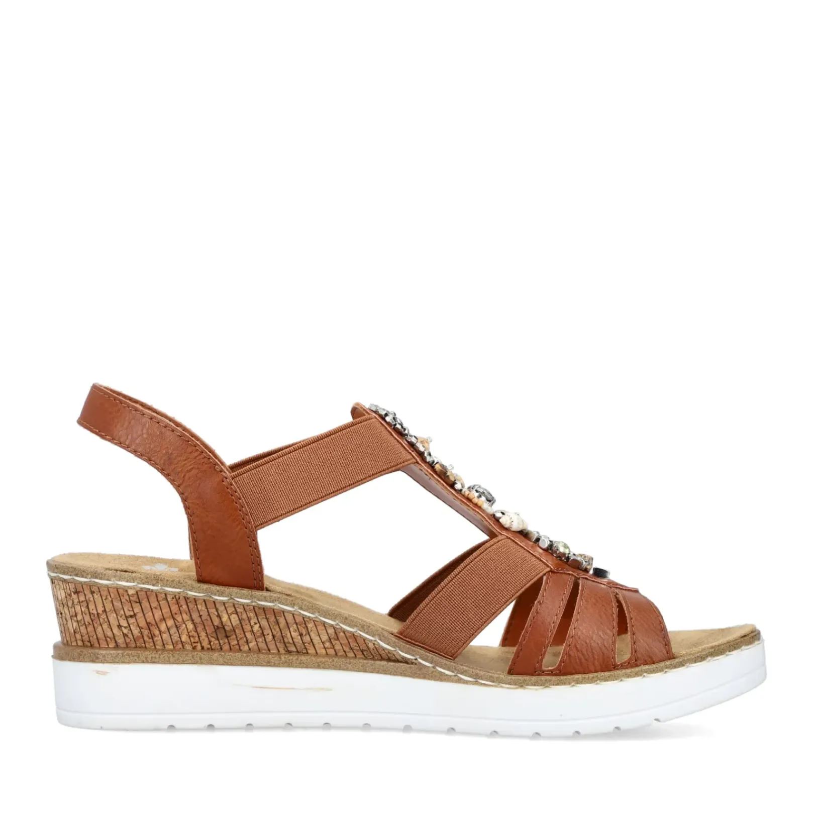 Clearance Rieker Damskie Sandaly Na Koturnie W Kolorze Karmelowo-Brazowo-Bialym