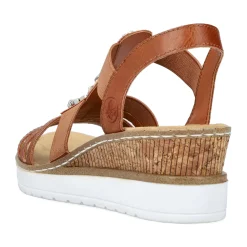 Clearance Rieker Damskie Sandaly Na Koturnie W Kolorze Karmelowo-Brazowo-Bialym