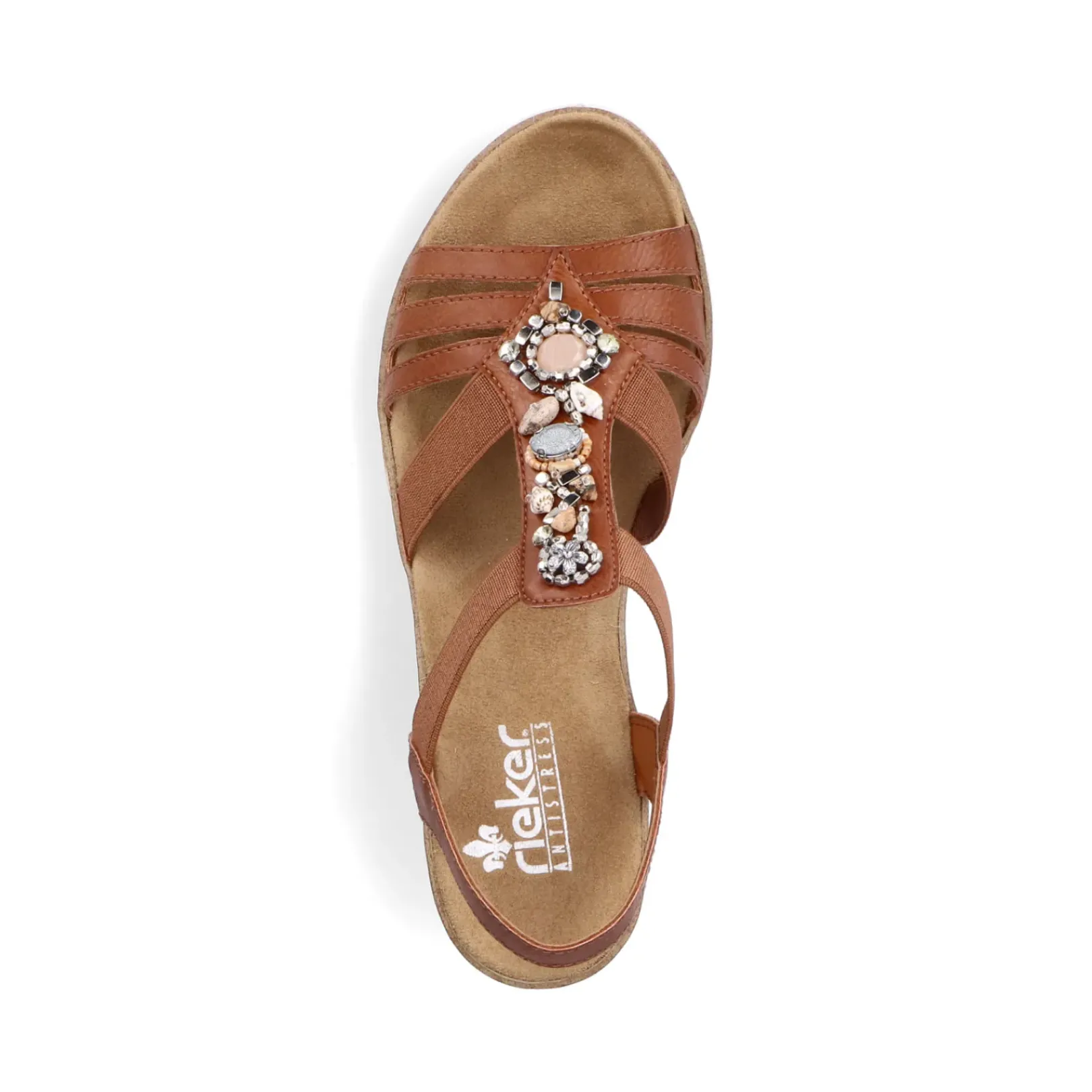 Clearance Rieker Damskie Sandaly Na Koturnie W Kolorze Karmelowo-Brazowo-Bialym