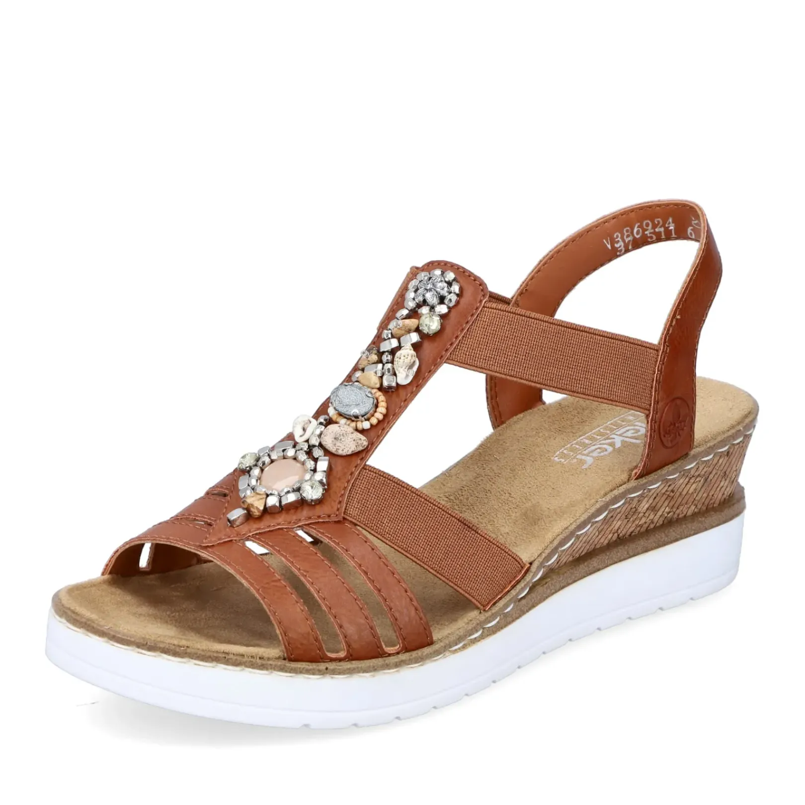Clearance Rieker Damskie Sandaly Na Koturnie W Kolorze Karmelowo-Brazowo-Bialym