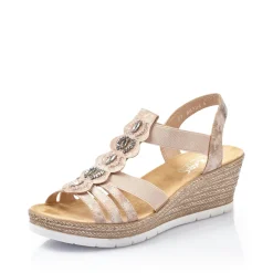 Discount Rieker Damskie Sandaly Na Koturnie W Kolorze Starego Rozu