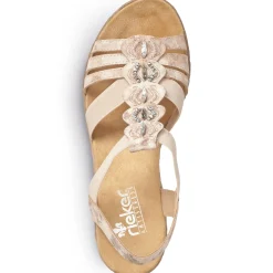 Discount Rieker Damskie Sandaly Na Koturnie W Kolorze Starego Rozu