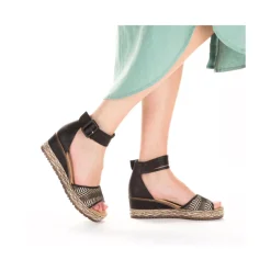 Sale Rieker Damskie Sandaly Na Koturnie , Czarne