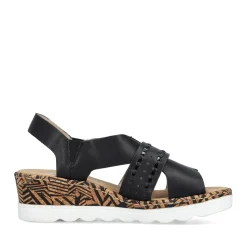 Discount Rieker Damskie Sandaly Na Koturnie , Czarne