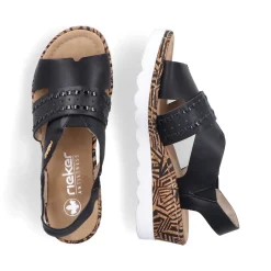 Discount Rieker Damskie Sandaly Na Koturnie , Czarne