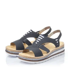 Clearance Rieker Damskie Sandaly Na Koturnie W Kolorze Blekitu Pacyfiku